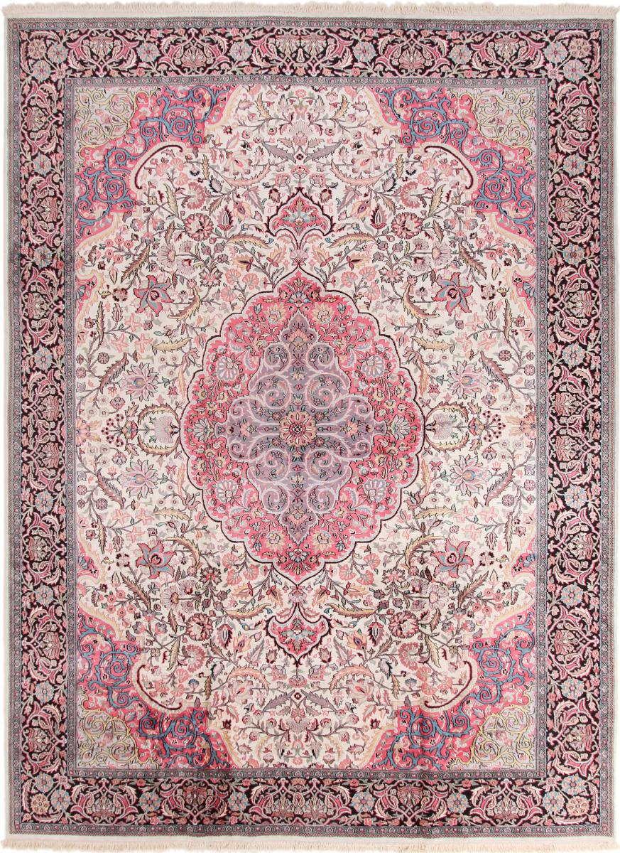 Tapis indien Cachemire Soie 376x276 376x276, Tapis persan Noué à la main