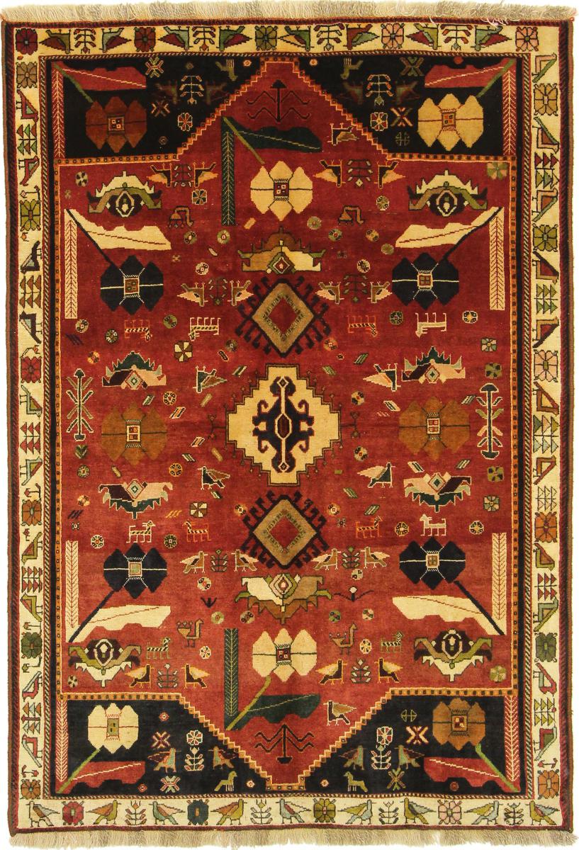 Tapete persa Ghashghai 209x144 209x144, Tapete persa Atado à mão