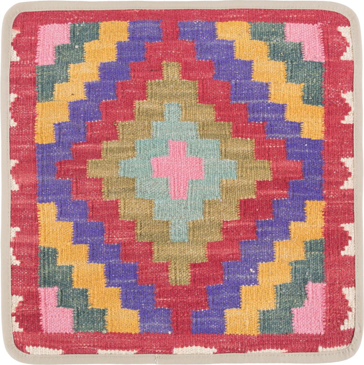 Afghan rug Kilim Afghan Cushion Cover 40x40 40x40, Persian Rug Knotted by hand