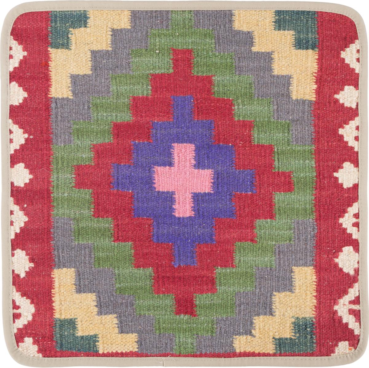 Afghan rug Kilim Afghan Cushion Cover 40x40 40x40, Persian Rug Knotted by hand