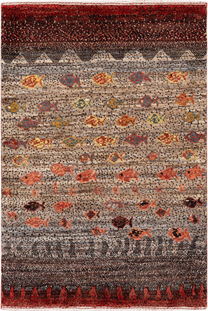 Tapis persan Persan Gabbeh Loribaft Atelier 91x61 91x61, Tapis persan Noué à la main