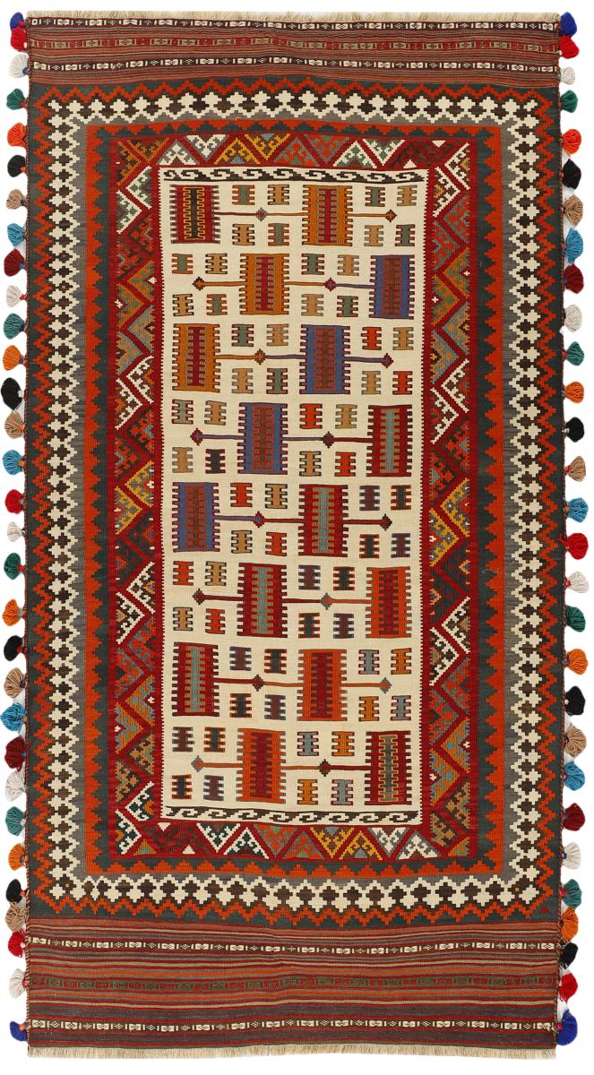 Persian Rug Kilim Fars 9'4"x4'7" 9'4"x4'7", Persian Rug Woven by hand