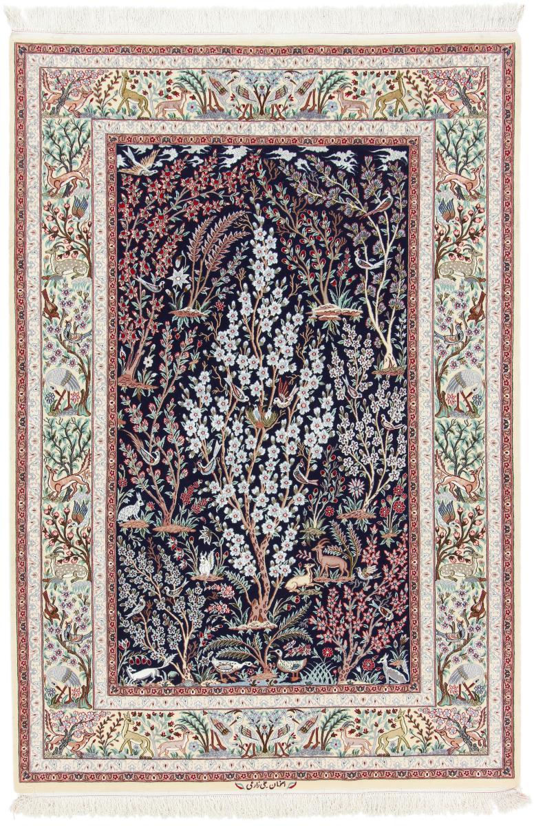 Tapete persa Isfahan Fio de Seda 236x161 236x161, Tapete persa Atado à mão