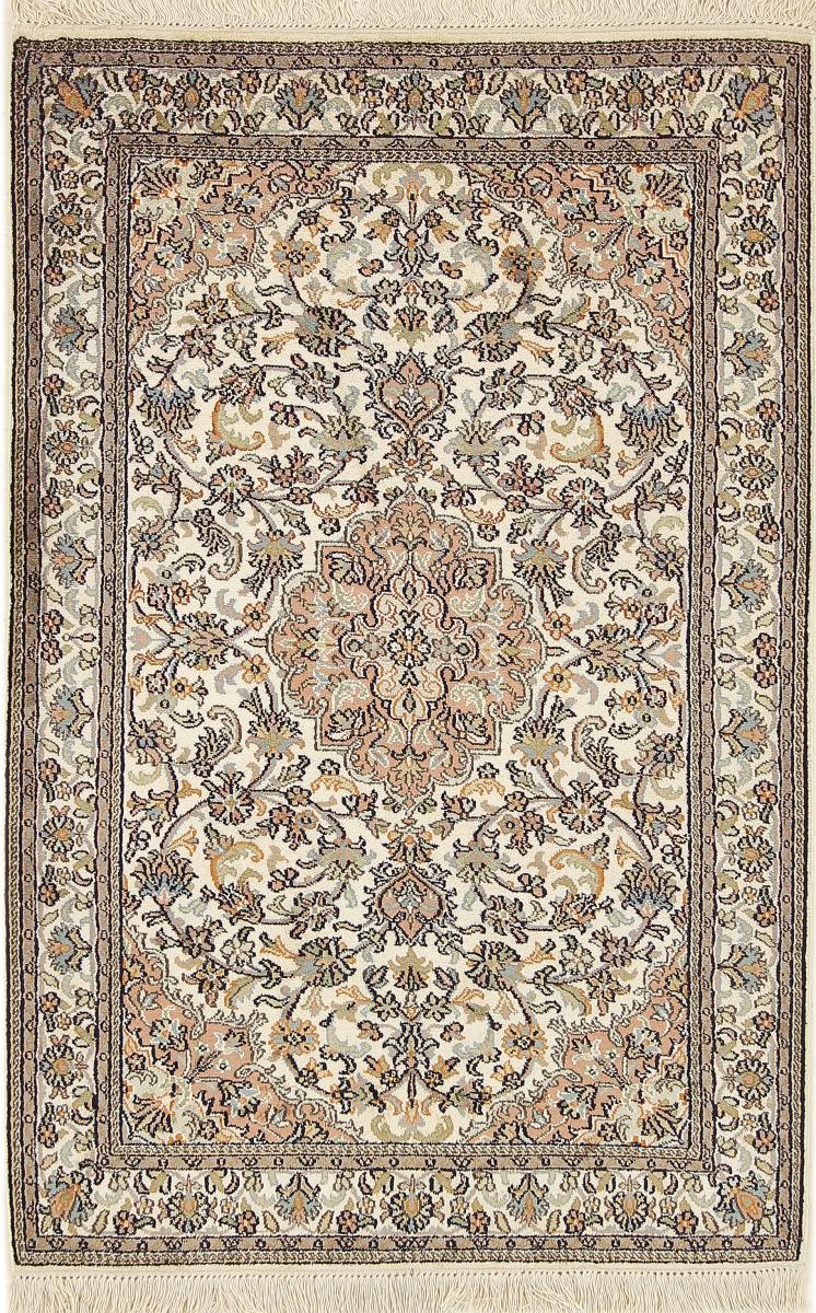 Indo rug Kashmir Silk 4'0"x2'7" 4'0"x2'7", Persian Rug Knotted by hand