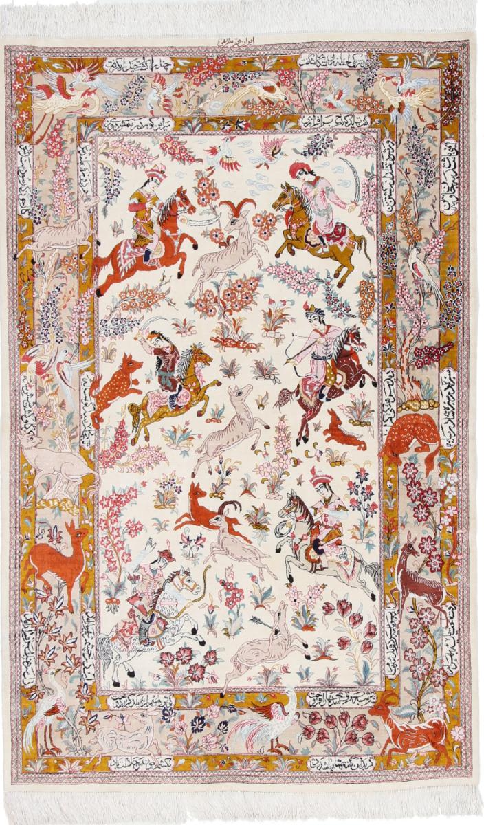 Persisk tæppe Ghom Silke 200x127 200x127, Persisk tæppe Knyttet i hånden