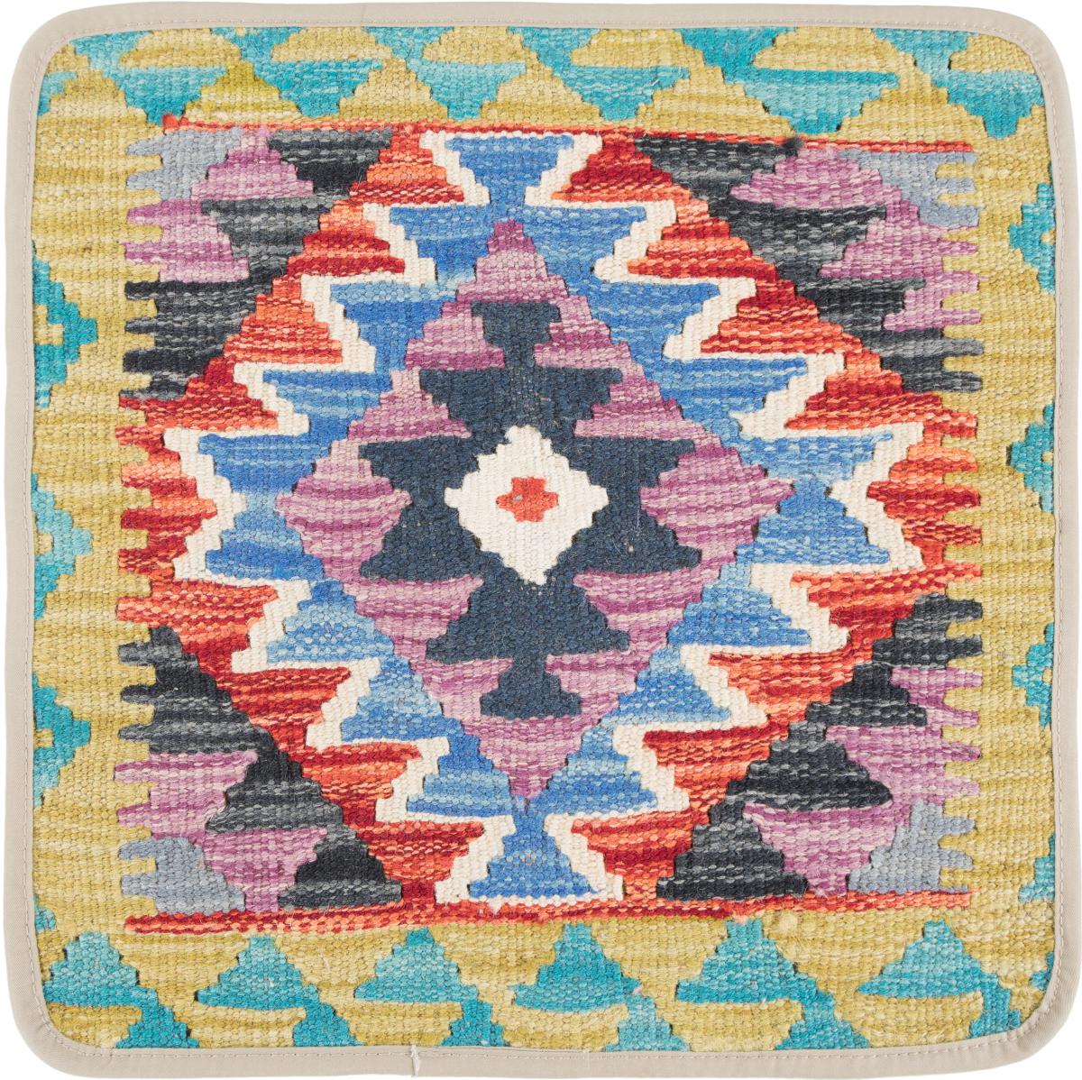 Afghan rug Kilim Afghan Cushion Cover 40x40 40x40, Persian Rug Knotted by hand