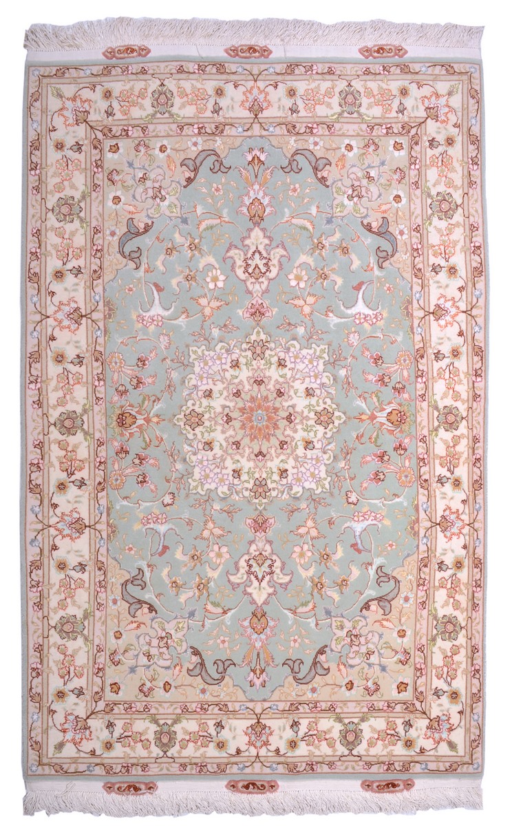 Tapete persa Tabriz 50Raj Fio de Seda 154x99 154x99, Tapete persa Atado à mão