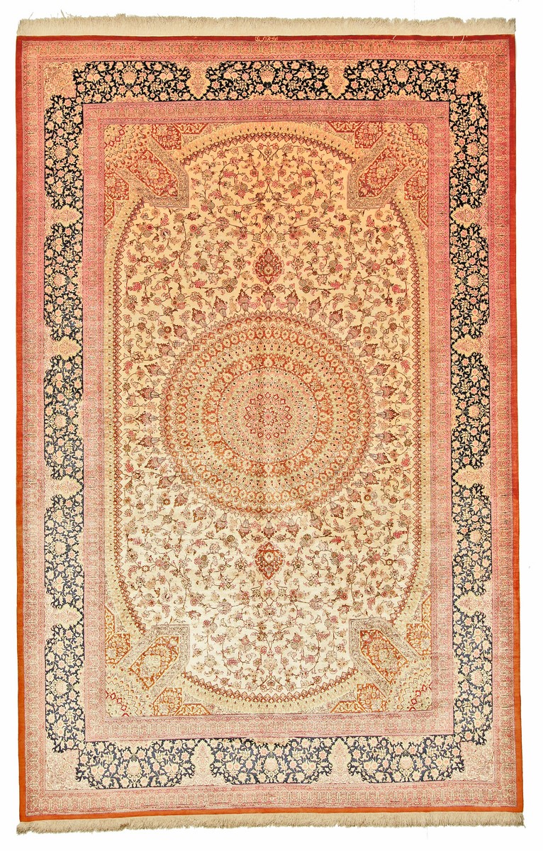 Tapete persa Ghom Seda 301x195 301x195, Tapete persa Atado à mão