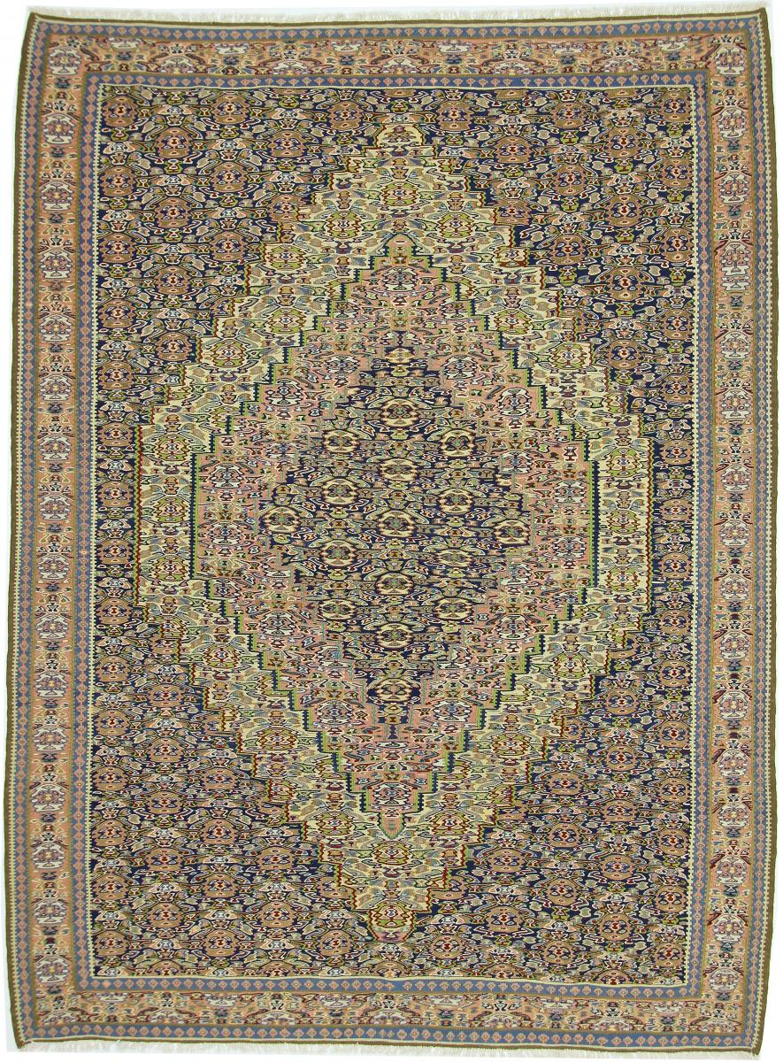 Tapete persa Kilim Senneh 9'3"x6'10" 9'3"x6'10", Tapete persa Atado à mão