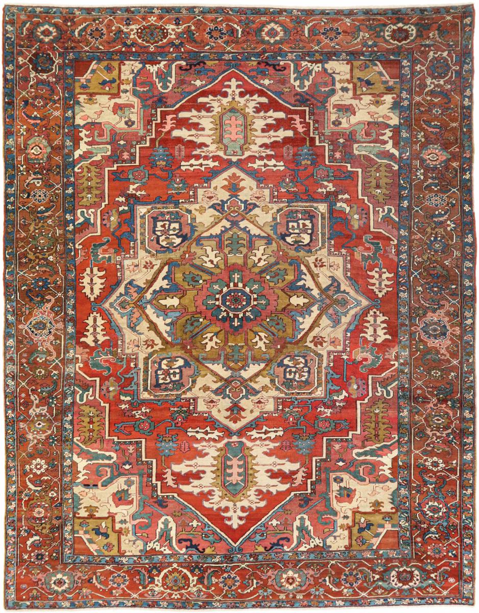 Perzsa szőnyeg Heriz Antik Serapi 1880 13'0"x10'0" 13'0"x10'0", Perzsa szőnyeg Kézzel csomózva