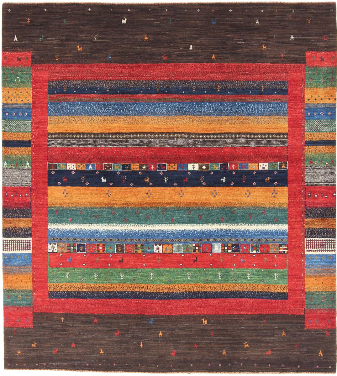 Tapis persan Persan Gabbeh Loribaft Nowbaft 227x209 227x209, Tapis persan Noué à la main