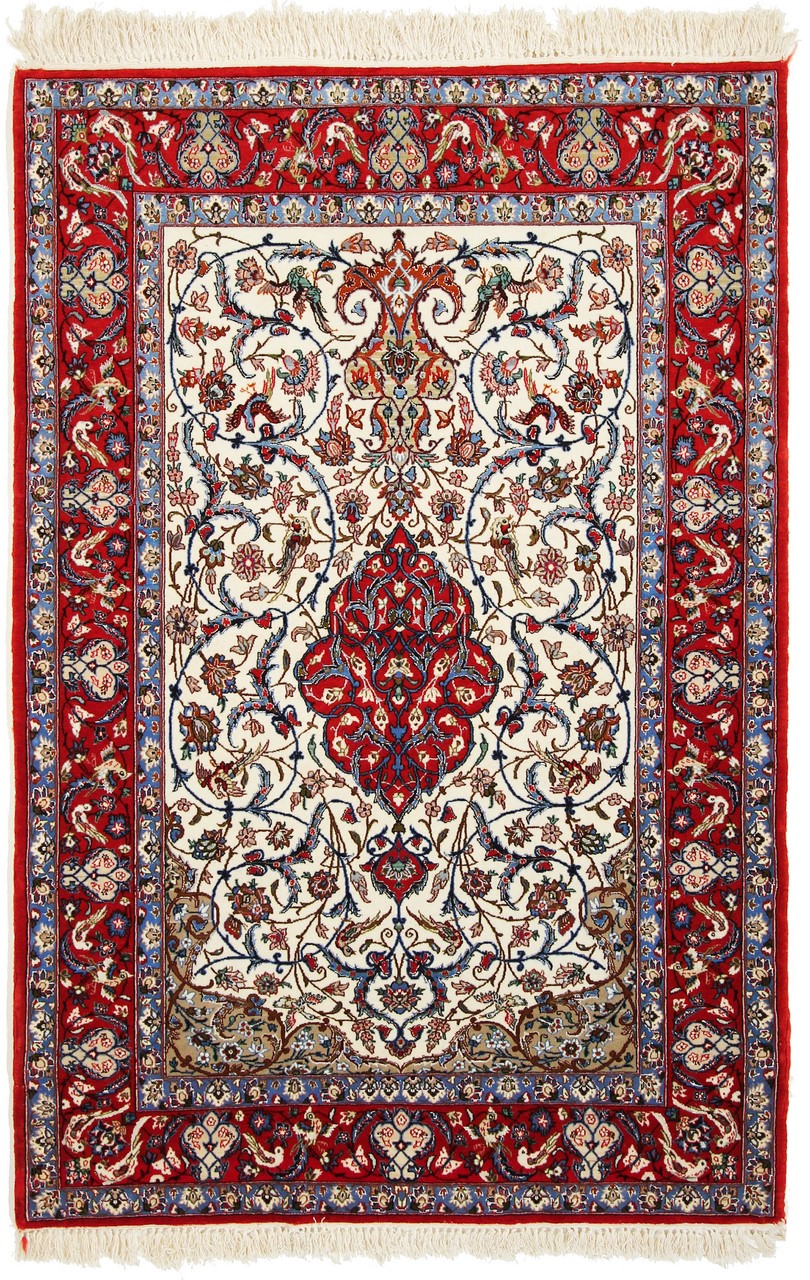 Persialainen matto Isfahan Silkkinkette 165x117 165x117, Persialainen matto Solmittu käsin