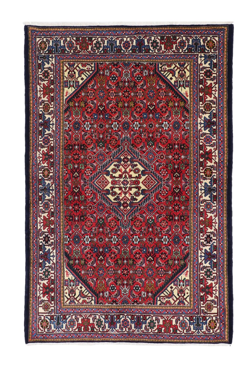 Tapis persan Hamadan 206x132 206x132, Tapis persan Noué à la main