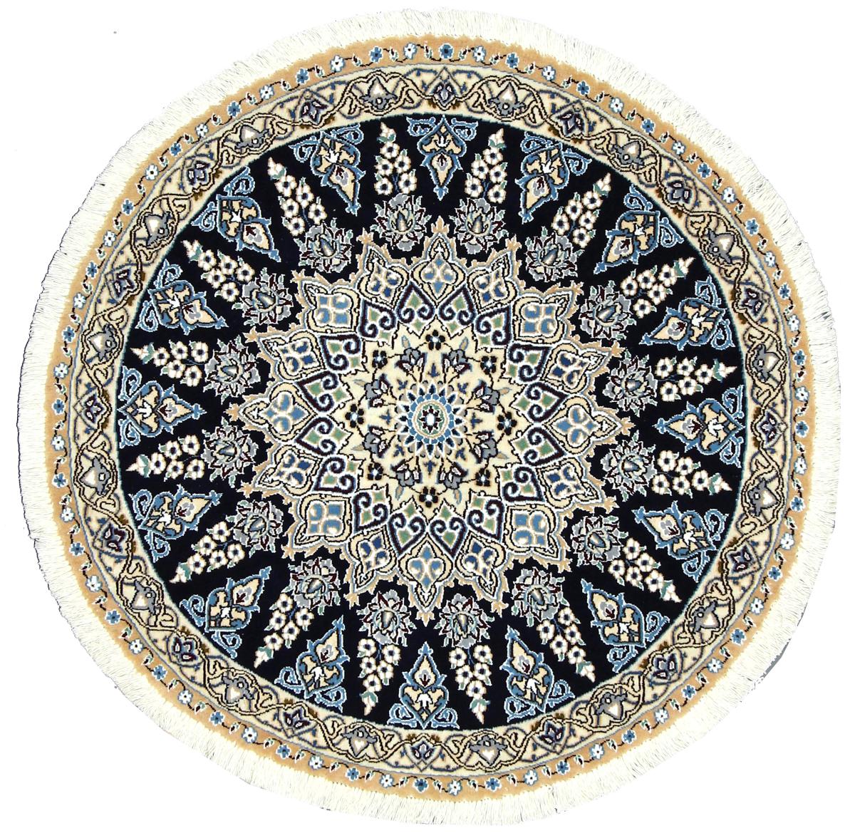 Tapis persan Naïn 9La 111x113 111x113, Tapis persan Noué à la main