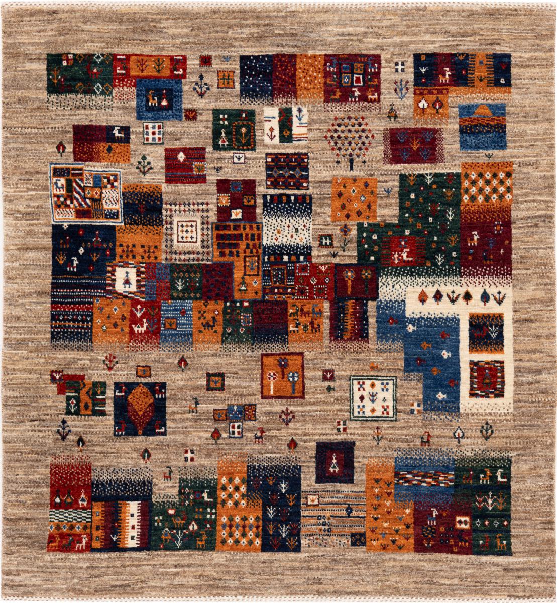 Perzisch tapijt Perzisch Gabbeh Loribaft Nowbaft 127x120 127x120, Perzisch tapijt Handgeknoopte