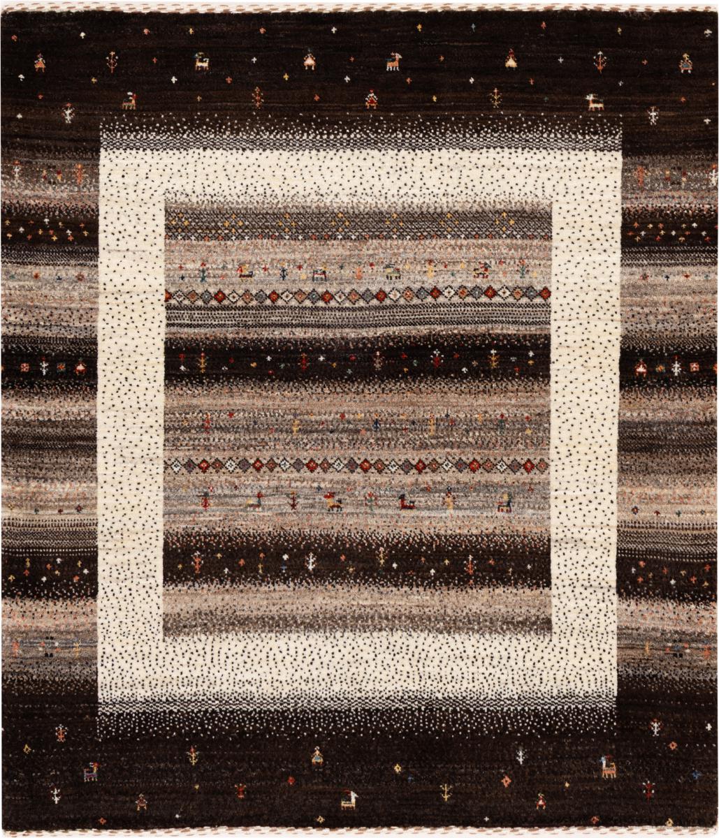 Tapis persan Persan Gabbeh Loribaft Nowbaft 121x118 121x118, Tapis persan Noué à la main