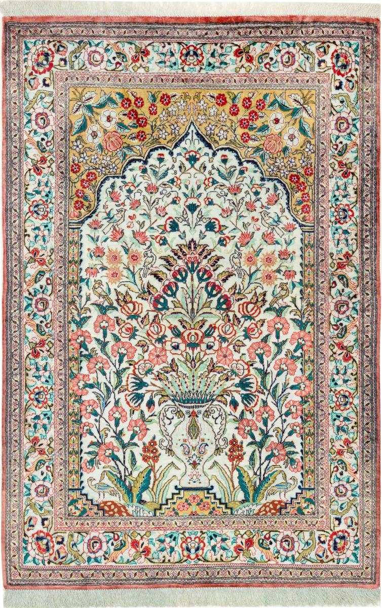 Tapete persa Ghom Seda 119x79 119x79, Tapete persa Atado à mão