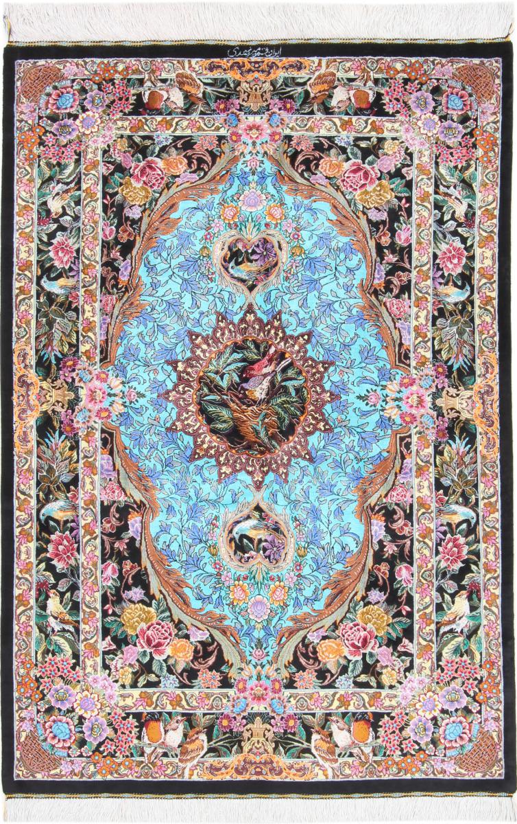 Perzsa szőnyeg Ghom Selyem Signed 4'11"x3'3" 4'11"x3'3", Perzsa szőnyeg Kézzel csomózva