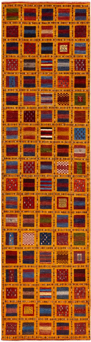 Persian Rug Persian Gabbeh Loribaft Tabiilbaft 10'11"x2'10" 10'11"x2'10", Persian Rug Knotted by hand