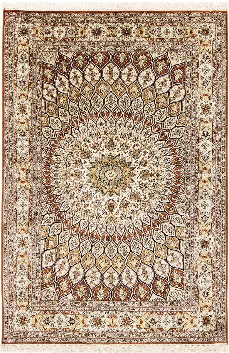 Indisk tæppe Kashmir Silke 188x125 188x125, Persisk tæppe Knyttet i hånden