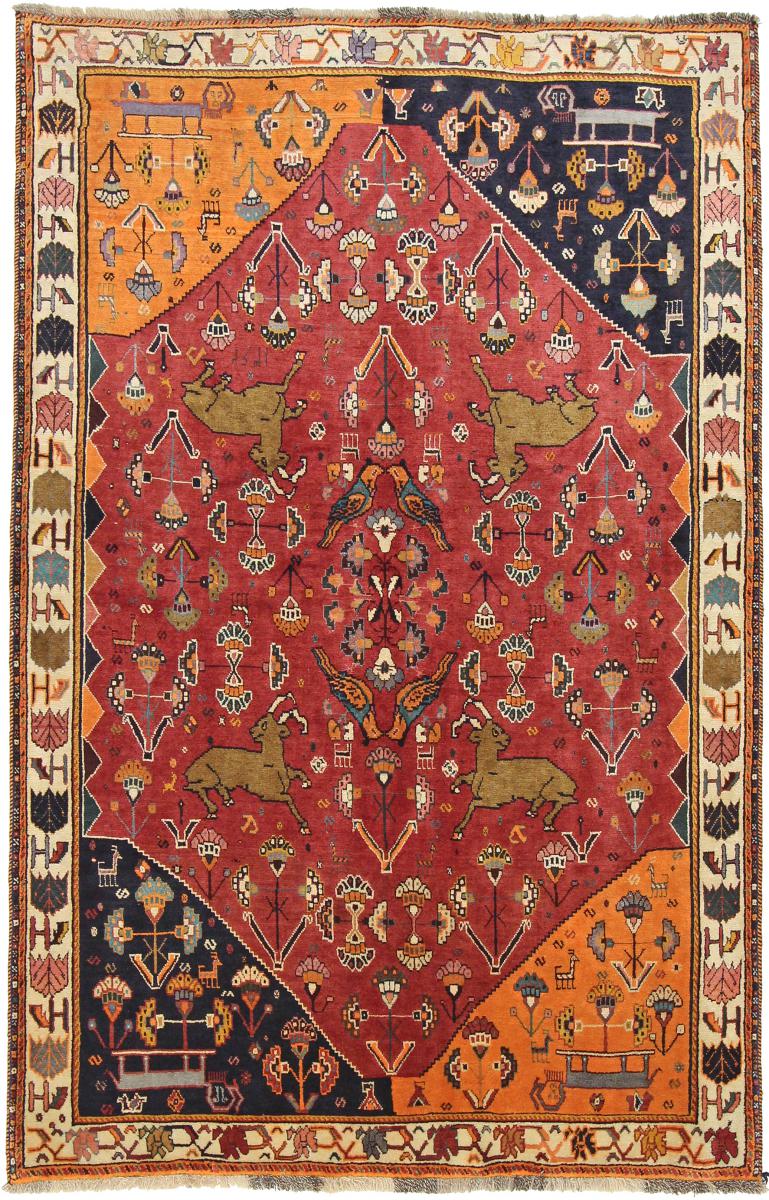 Persisk tæppe Ghashghai 227x146 227x146, Persisk tæppe Knyttet i hånden