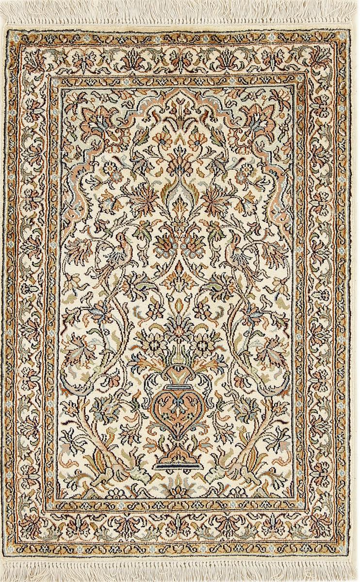Indo rug Kashmir Silk 3'1"x2'1" 3'1"x2'1", Persian Rug Knotted by hand