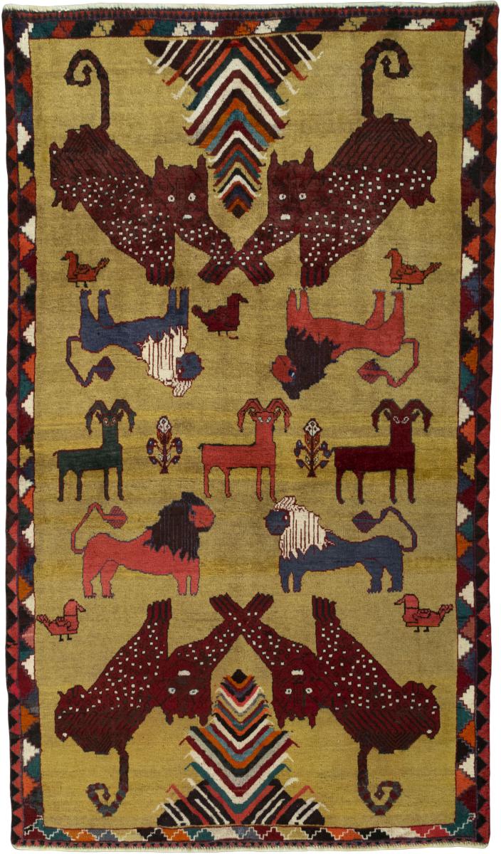 Tapis persan Persan Gabbeh Ghashghai 203x124 203x124, Tapis persan Noué à la main