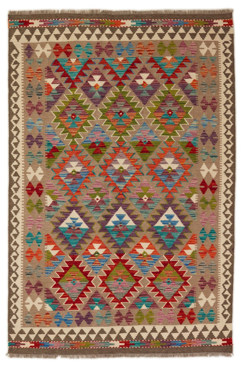 キリム アフガン 190x128 cm – 手織りのユニークな作品 (ID 334408