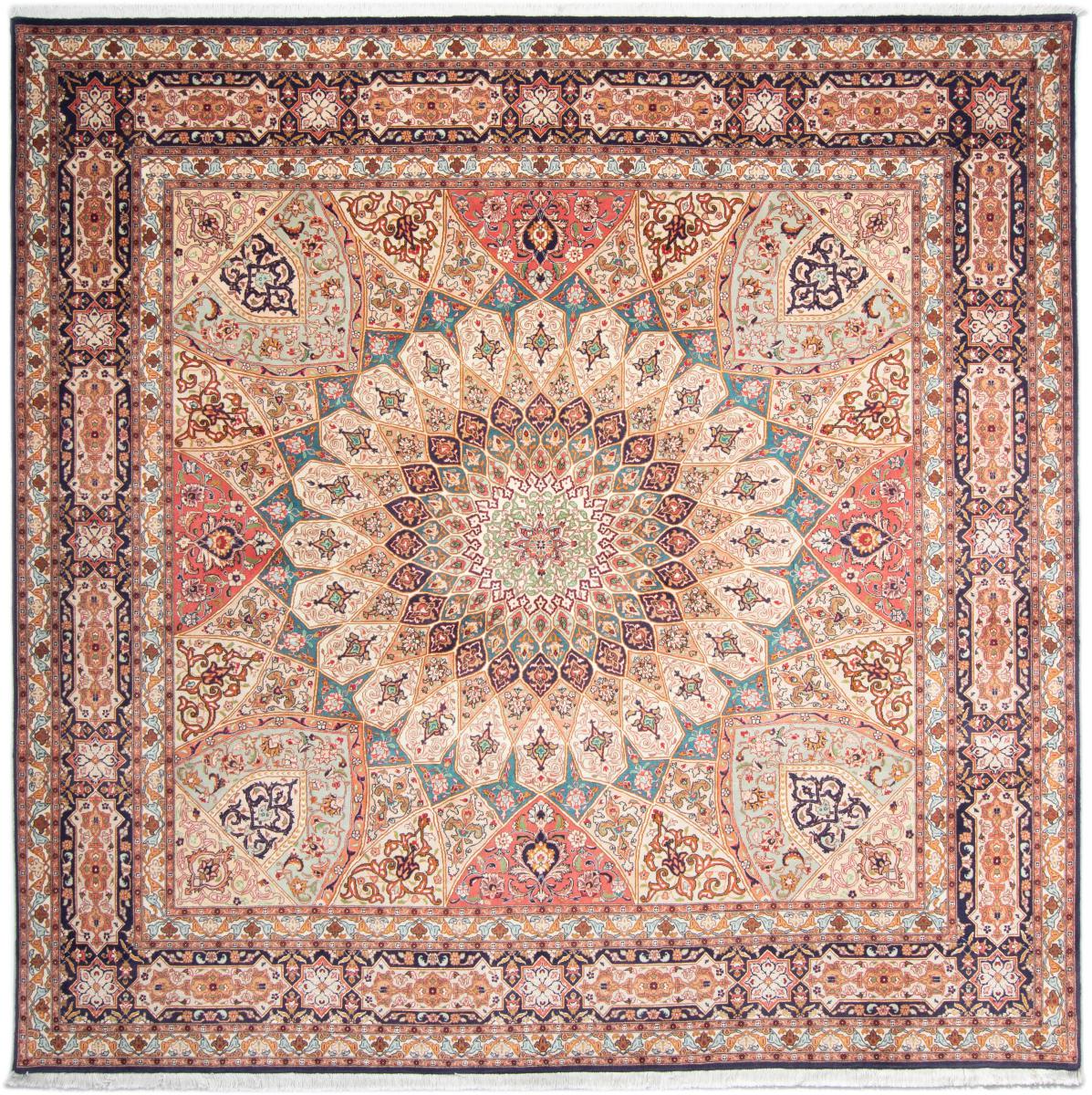 Tapete persa Tabriz 50Raj 252x251 252x251, Tapete persa Atado à mão