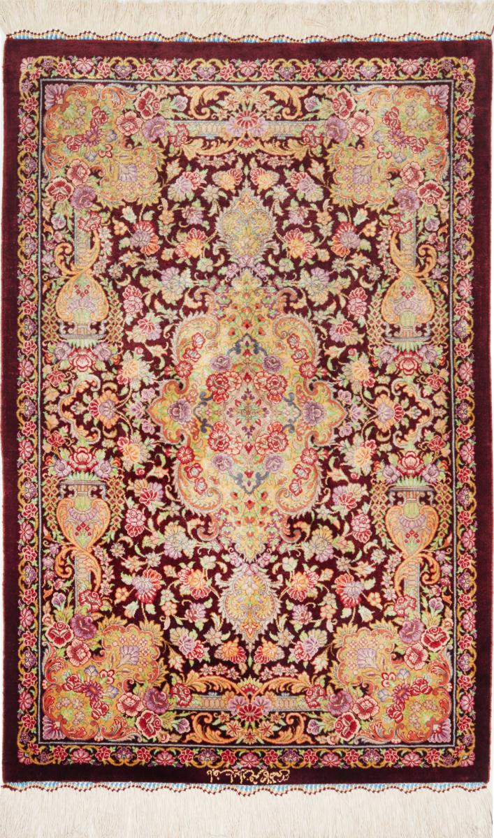 Persian Rug Qum Silk 91x59 91x59, Persian Rug Knotted by hand