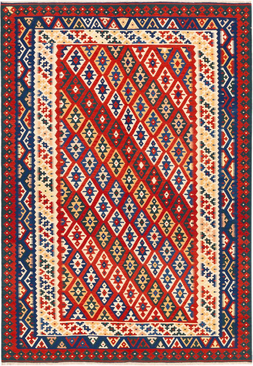 Tapis persan Kilim Fars Shiraz 263x184 263x184, Tapis persan Tissé à la main