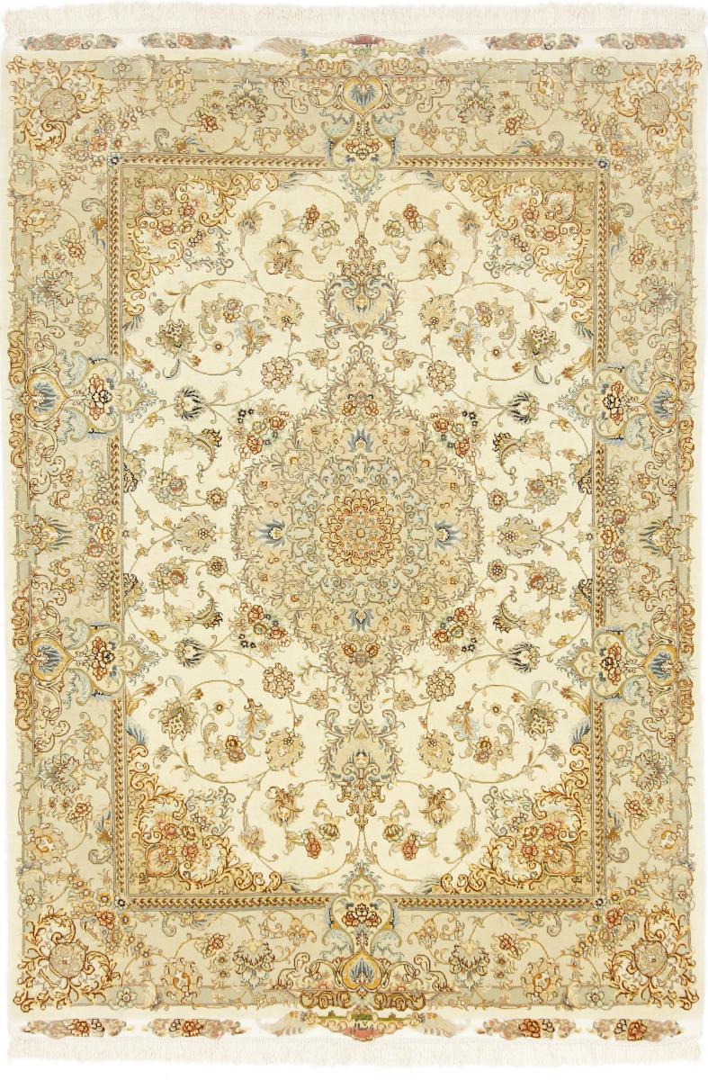 Tapete persa Tabriz 55Raj Fio de Seda 205x144 205x144, Tapete persa Atado à mão