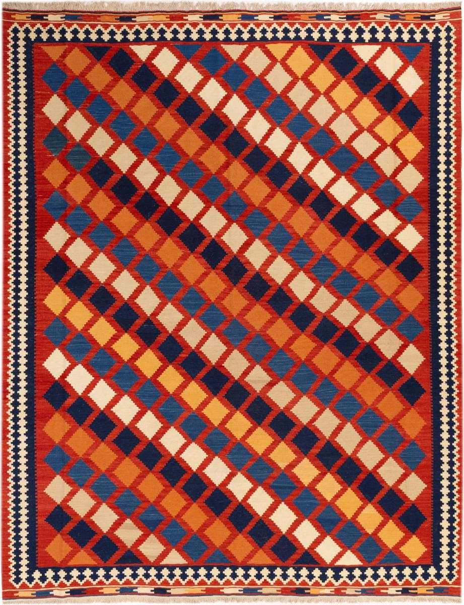 Persian Rug Kilim Fars Ghashghai 9'9"x7'9" 9'9"x7'9", Persian Rug Woven by hand