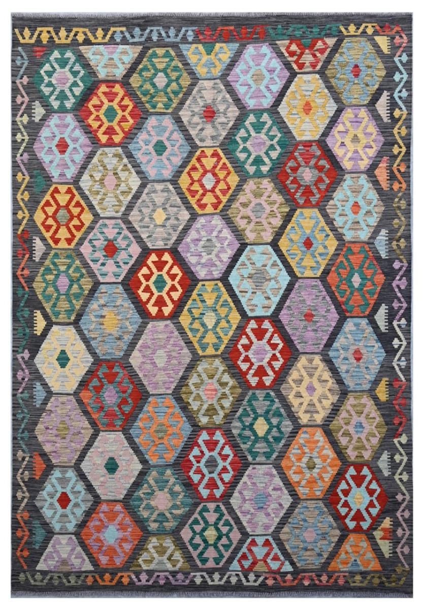 Afghan rug Kilim Afghan 9'6"x6'7" 9'6"x6'7", Persian Rug Woven by hand