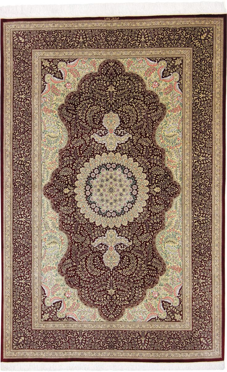 Tapete persa Ghom Seda 206x130 206x130, Tapete persa Atado à mão