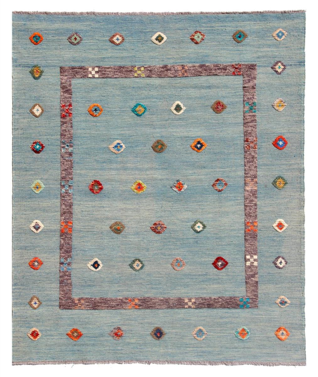 Alfombra afgana Kilim Afghan Nimbaft Edition 195x154 195x154, Alfombra persa Tejido a mano