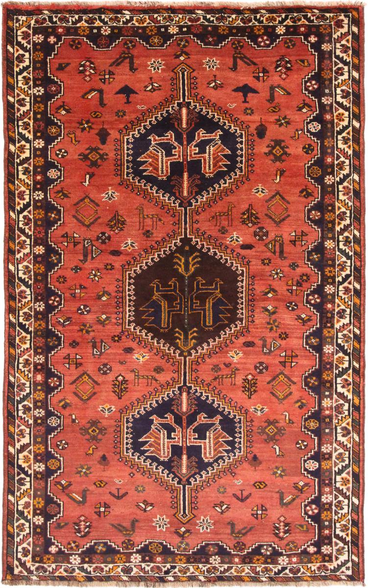 Tapete persa Shiraz 8'6"x5'3" 8'6"x5'3", Tapete persa Atado à mão