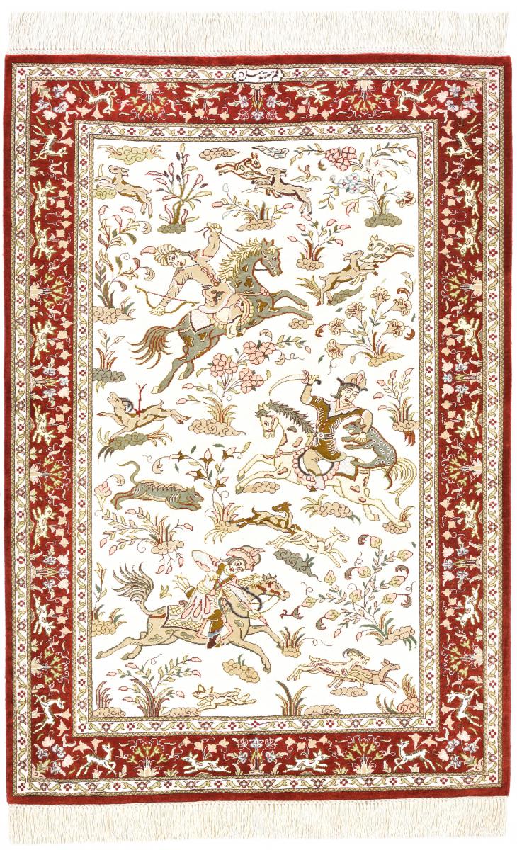 Tapis persan Ghom Soie 114x78 114x78, Tapis persan Noué à la main