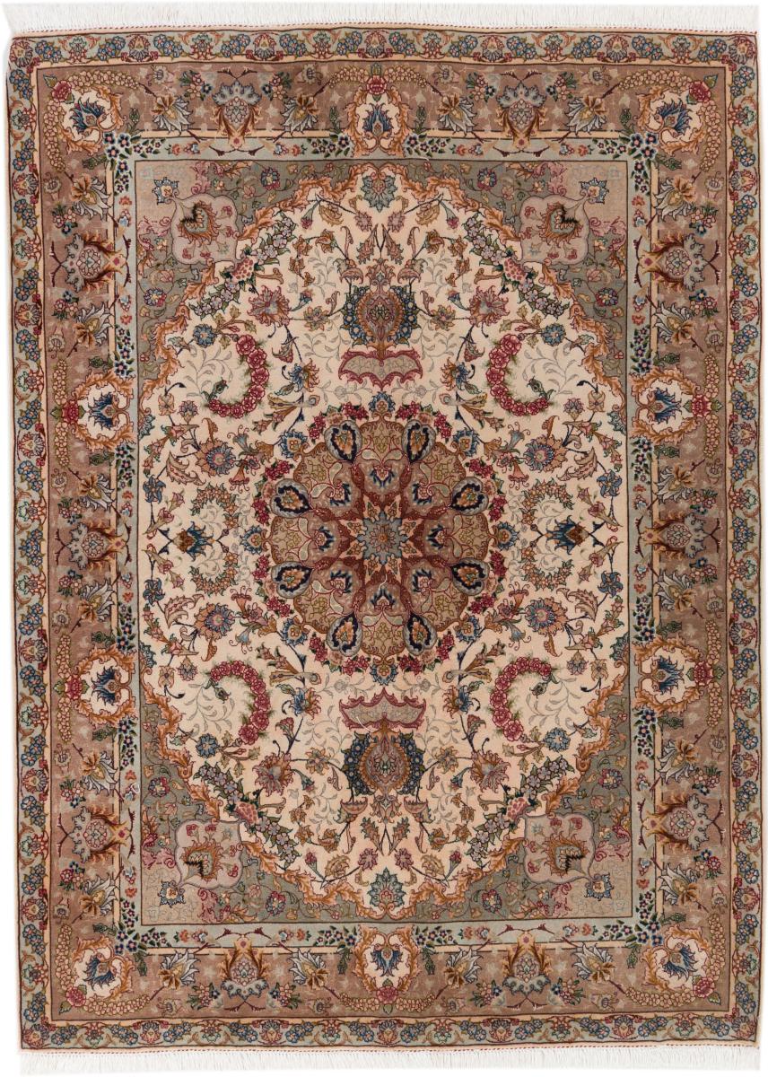 Persian Rug Tabriz 50Raj Silk Warp 6'7"x4'11" 6'7"x4'11", Persian Rug Knotted by hand