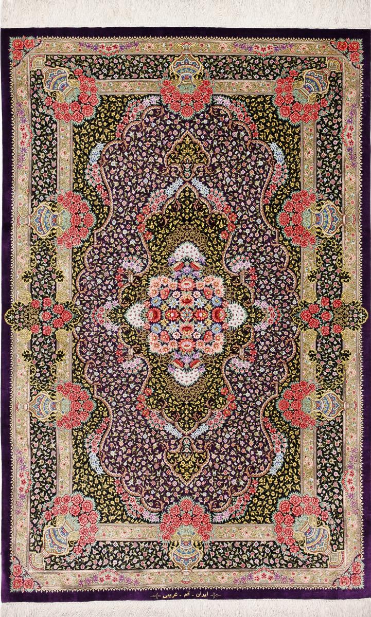 Perzsa szőnyeg Ghom Selyem Gharibi 5'2"x3'3" 5'2"x3'3", Perzsa szőnyeg Kézzel csomózva