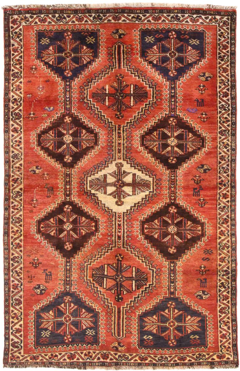 Persisk tæppe Shiraz 211x136 211x136, Persisk tæppe Knyttet i hånden