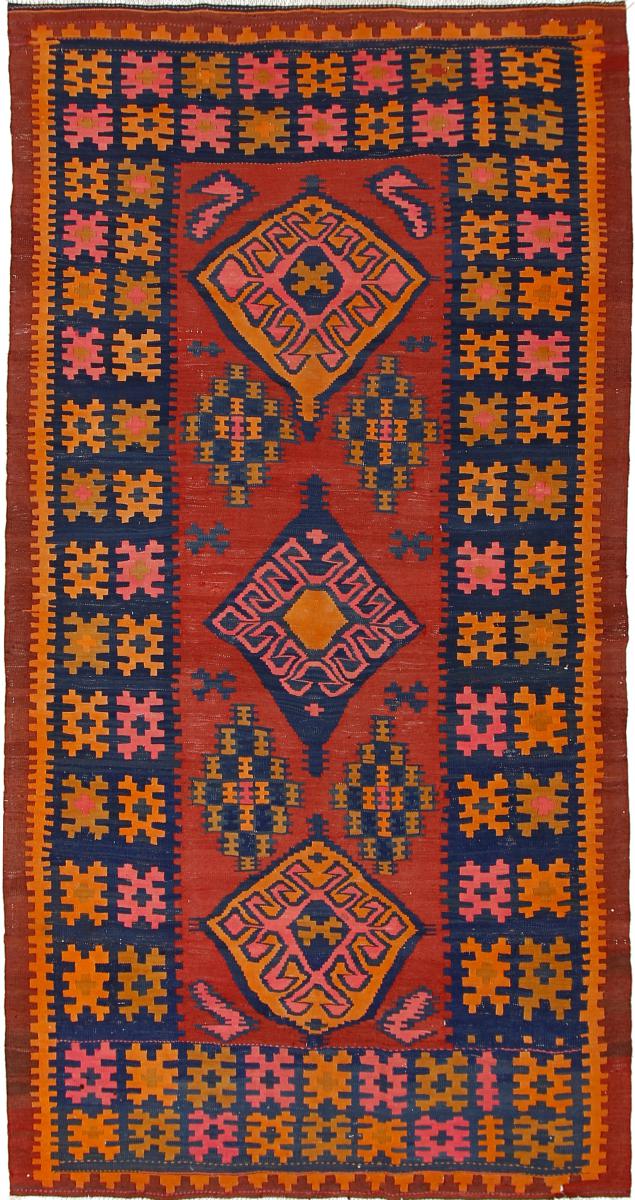 Tapete persa Kilim Fars Azerbaijan Antigo 285x146 285x146, Tapete persa Tecido à mão