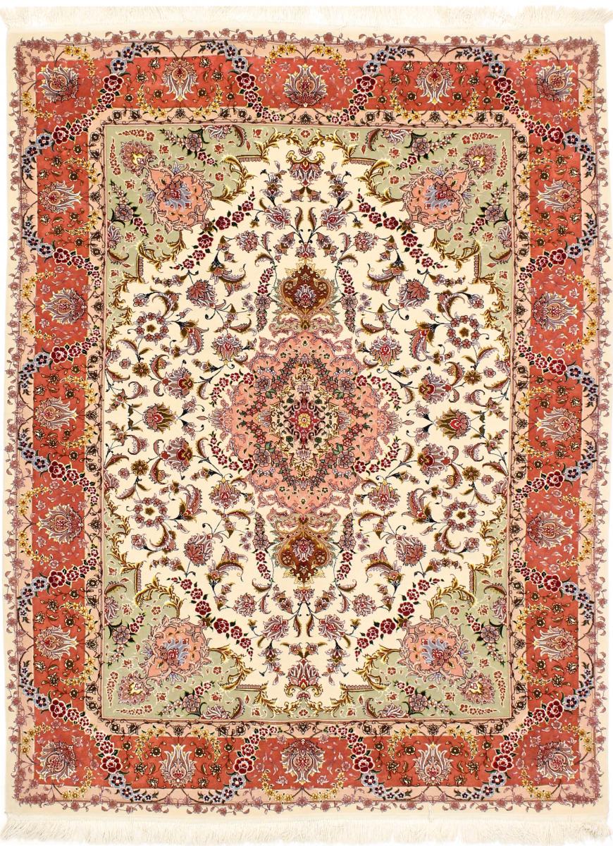 Persian Rug Tabriz 65Raj Silk Warp 206x156 206x156, Persian Rug Knotted by hand