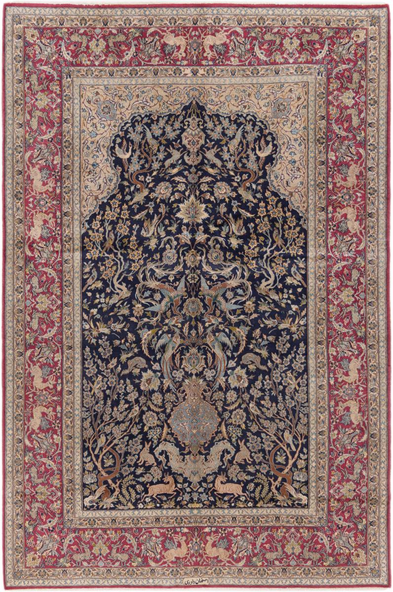 Persian Rug Isfahan Davari Silk Warp 7'10"x5'3" 7'10"x5'3", Persian Rug Knotted by hand