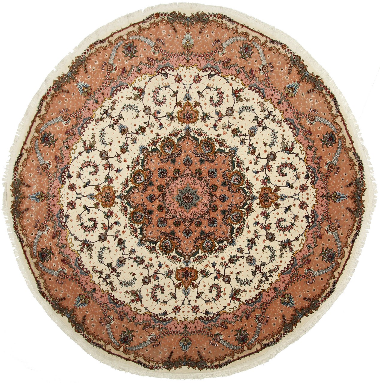 Persian Rug Tabriz 60Raj 9'6"x9'6" 9'6"x9'6", Persian Rug Knotted by hand