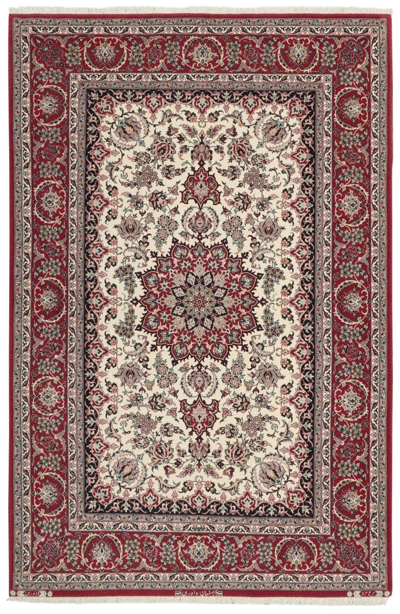 Persian Rug Isfahan Silk Warp 6'6"x4'4" 6'6"x4'4", Persian Rug Knotted by hand