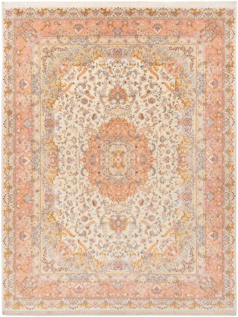 Tapete persa Tabriz 50Raj Fio de Seda 13'3"x10'2" 13'3"x10'2", Tapete persa Atado à mão