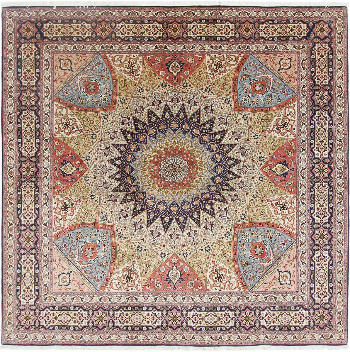 Tapete persa Tabriz 50Raj 255x247 255x247, Tapete persa Atado à mão