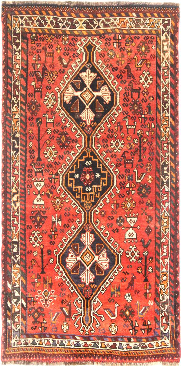 Persian Rug Shiraz 7'5"x3'8" 7'5"x3'8", Persian Rug Knotted by hand