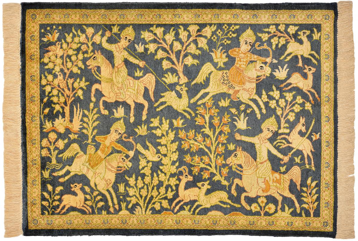 Perzsa szőnyeg Ghom Selyem 2'6"x1'10" 2'6"x1'10", Perzsa szőnyeg Kézzel csomózva